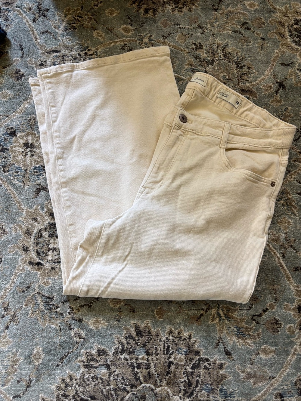 J. Jill  18 Full Leg Crop Cream High-Rise Denim Jeans